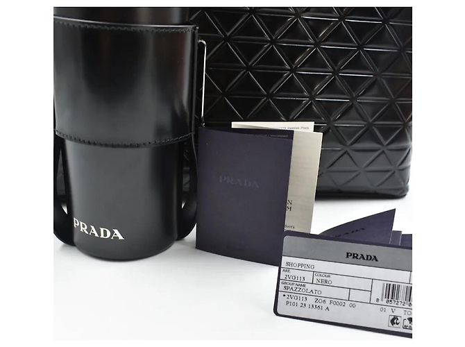 Borsa Tote Prada in pelle Spazzolato nera Nero - vista 9