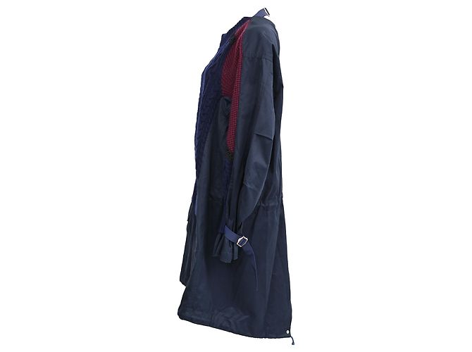 Abito Mini Effetto Sovrapposto in Lana Blu Navy Sacai - vista 2