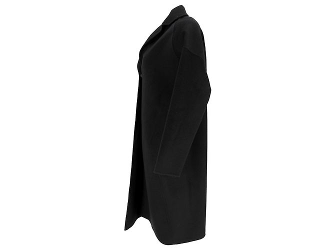 Stella Mc Cartney  Stella Mccartney Hidden Buttoned Coat in Black Wool - view 2