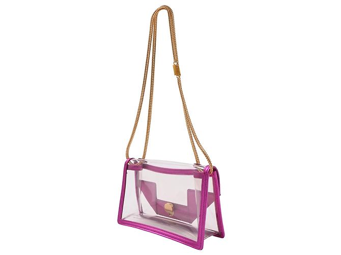Borsa a spalla Small Betty Chain in PVC rosa di Saint Laurent - vista 3