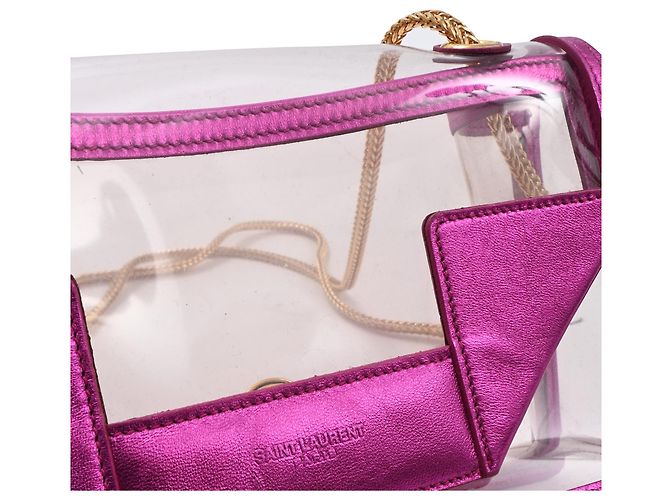 Borsa a spalla Small Betty Chain in PVC rosa di Saint Laurent - vista 7