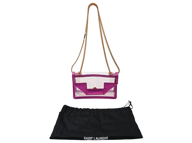 Borsa a spalla Small Betty Chain in PVC rosa di Saint Laurent - vista 8