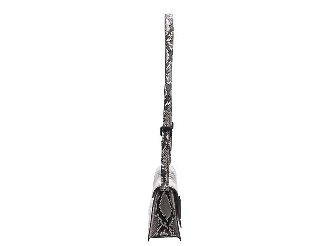 Bolsa de Ombro Moschino M-Logo em Couro de Bezerro Branco com Estampa de Python - vista 3