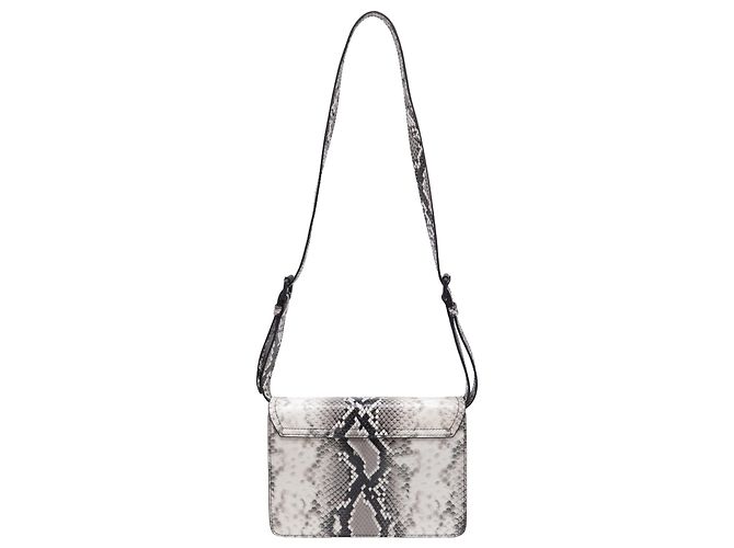 Bolsa de Ombro Moschino M-Logo em Couro de Bezerro Branco com Estampa de Python - vista 4