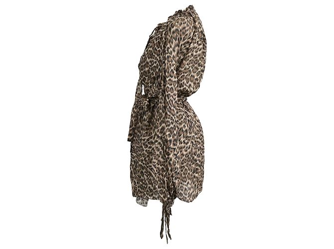 Vestido off-shoulder con estampado de leopardo Suraya de Zimmermann en seda marrón Castaño - vista 2
