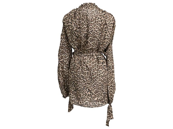 Vestido off-shoulder con estampado de leopardo Suraya de Zimmermann en seda marrón Castaño - vista 3