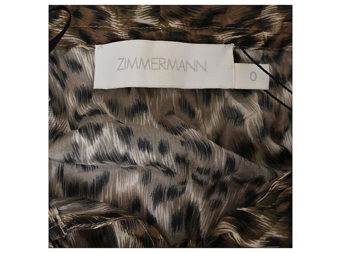 Vestido off-shoulder con estampado de leopardo Suraya de Zimmermann en seda marrón Castaño - vista 4