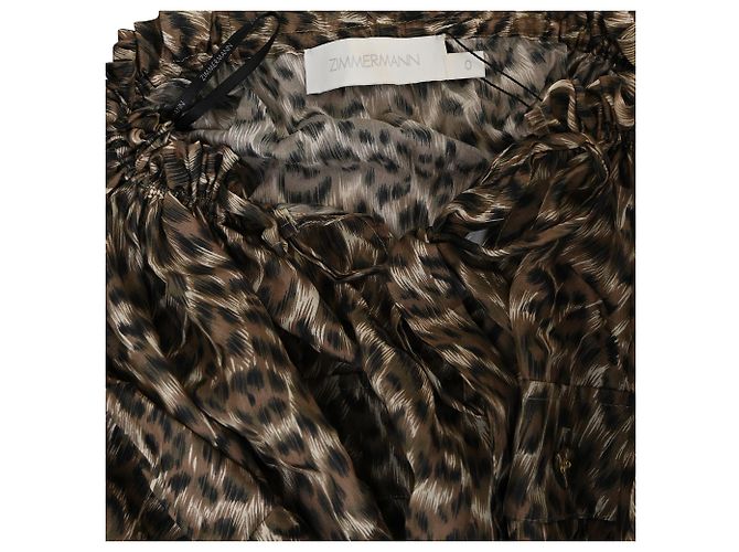 Vestido off-shoulder con estampado de leopardo Suraya de Zimmermann en seda marrón Castaño - vista 5
