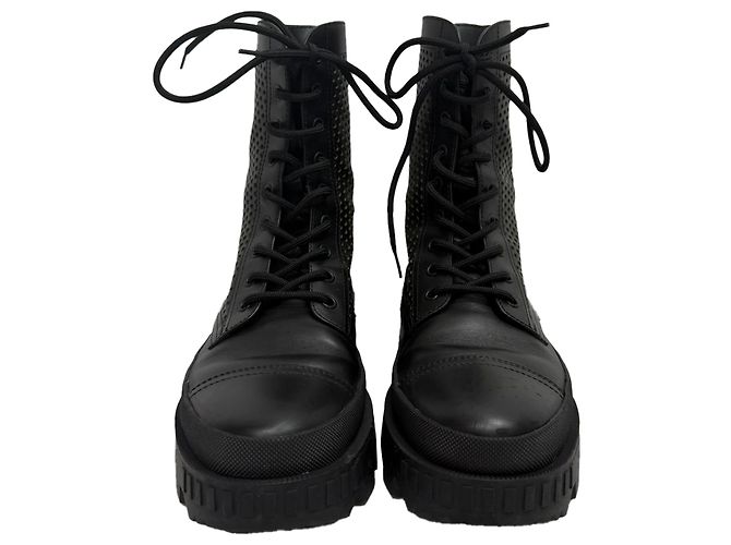 Moncler Carinne Perforated Ankle Boots in Black Leather - view 2