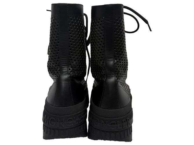Moncler Carinne Perforated Ankle Boots in Black Leather - view 3