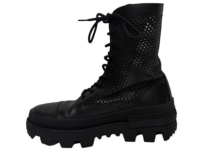 Moncler Carinne Perforated Ankle Boots in Black Leather - view 4