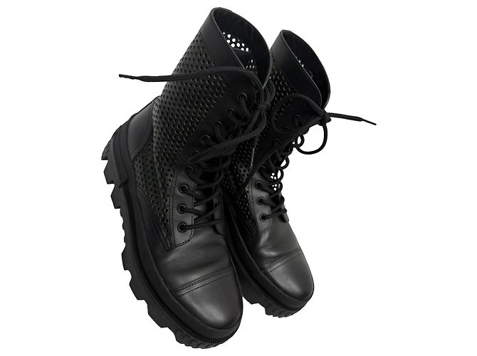 Moncler Carinne Perforated Ankle Boots in Black Leather - view 6