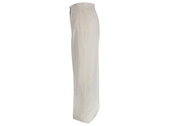 Pantalones rectos de tiro alto Joseph en seda blanca Blanco Crudo - vista 2