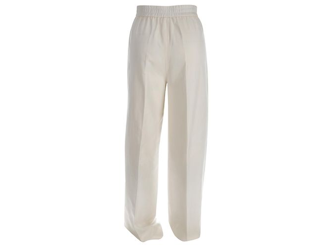 Pantalones rectos de tiro alto Joseph en seda blanca Blanco Crudo - vista 3