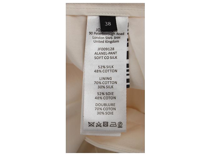 Pantalones rectos de tiro alto Joseph en seda blanca Blanco Crudo - vista 5