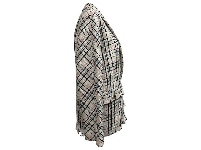 Blazer de Tweed a Cuadros en Algodón Blanco Maje - vista 2