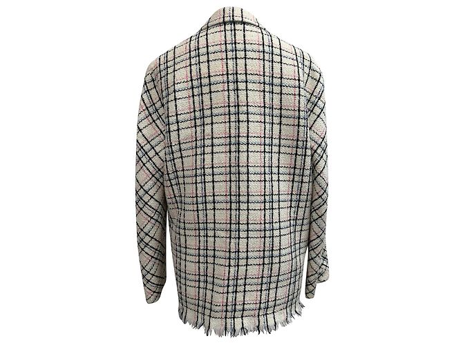 Blazer de Tweed a Cuadros en Algodón Blanco Maje - vista 3