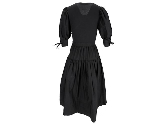 Vestido Midi de Manga Abullonada Cintia en Algodón Negro Ulla Johnson - vista 3