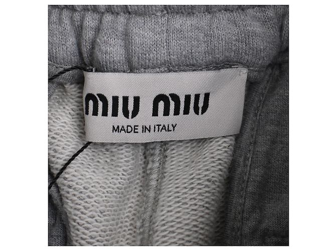 Pantalones de chándal de algodón gris con logo bordado Miu Miu - vista 4