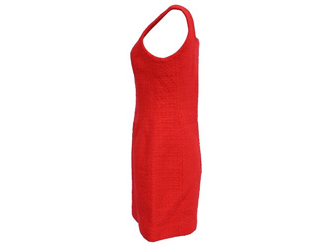 Vestido Mini Sin Mangas de Tweed Rojo de Algodón Maje Roja - vista 2