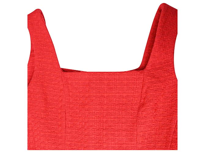 Vestido Mini Sin Mangas de Tweed Rojo de Algodón Maje Roja - vista 5