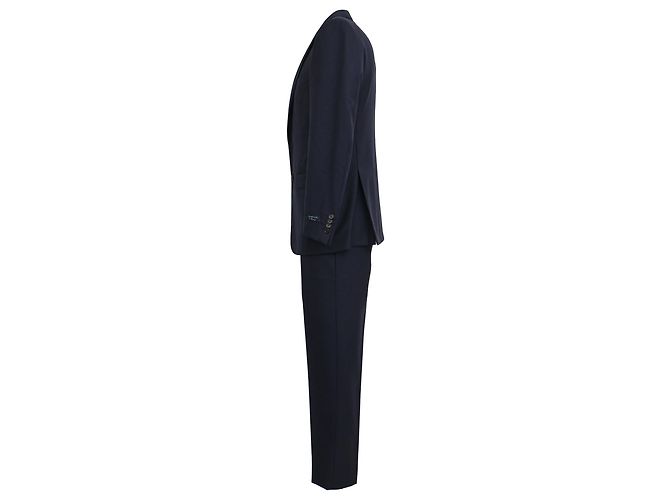 Blazer e pantaloni a righe a un bottone Lanvin in lana blu navy - vista 2