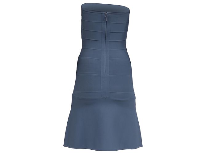 Abito Mini Senza Spalline Herve Leger in Rayon Blu Chiaro - vista 4