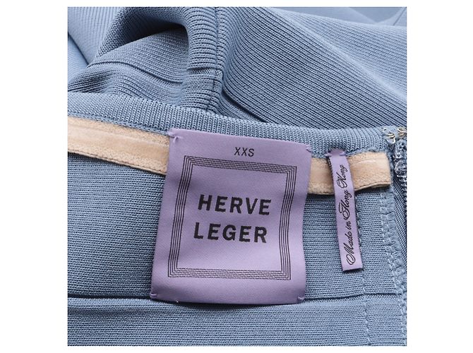Abito Mini Senza Spalline Herve Leger in Rayon Blu Chiaro - vista 5