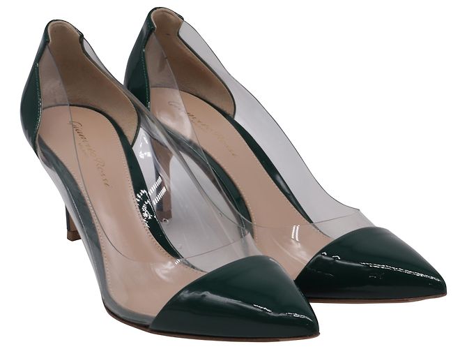 Sapatos Plexi Gianvito Rossi em PVC verde e couro envernizado - vista 3