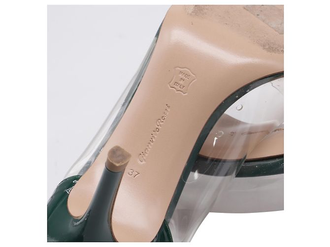 Sapatos Plexi Gianvito Rossi em PVC verde e couro envernizado - vista 7