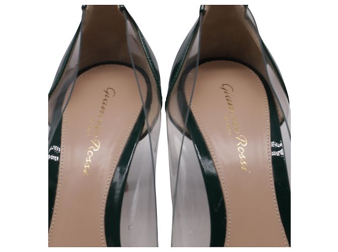 Sapatos Plexi Gianvito Rossi em PVC verde e couro envernizado - vista 8