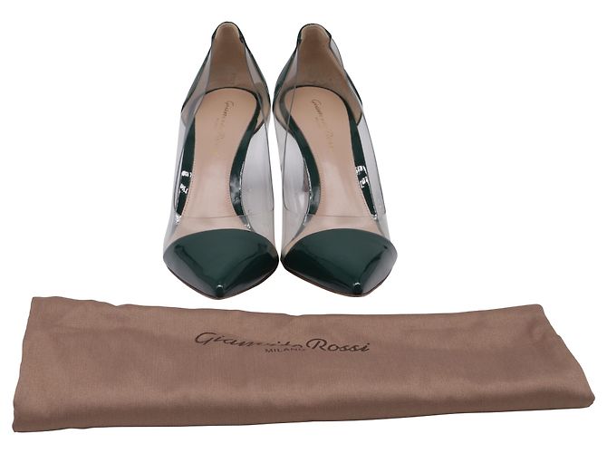 Sapatos Plexi Gianvito Rossi em PVC verde e couro envernizado - vista 9