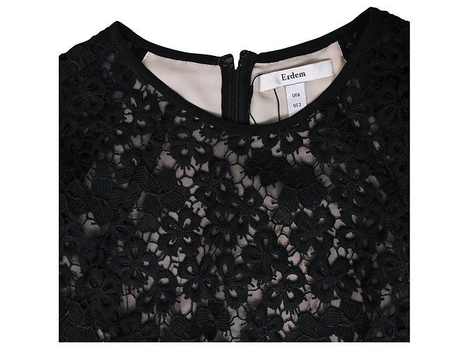 Vestido Mini de Encaje Floral Erdem Aliya en Poliéster Negro - vista 5