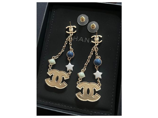 Chanel Coco Crush Ohrringe Weiß Blau Golden Grün - Ansicht 2