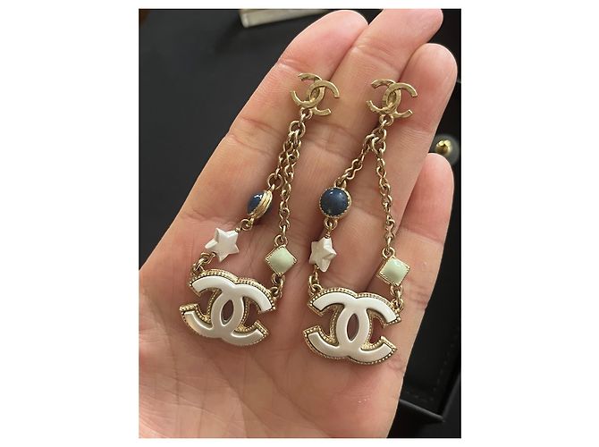 Chanel Coco Crush Ohrringe Weiß Blau Golden Grün - Ansicht 6
