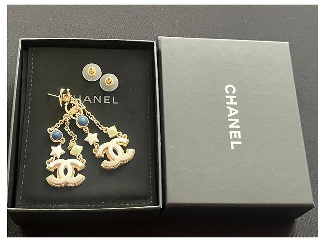 Chanel Coco Crush Ohrringe Weiß Blau Golden Grün - Ansicht 8