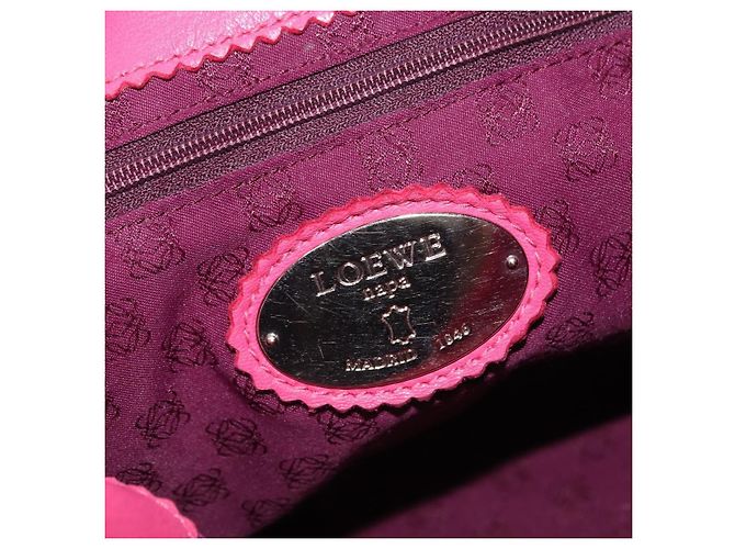 Borsa Tote Vintage Loewe in Pelle Rosa - vista 6