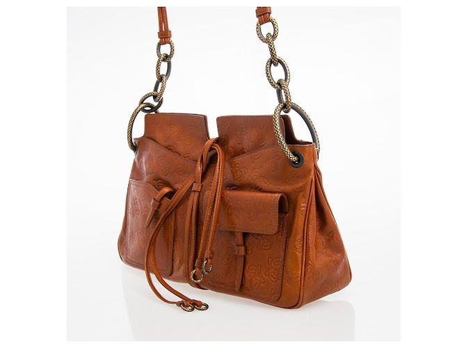 Borsa a mano Bottega Veneta in pelle marrone con farfalle - vista 7