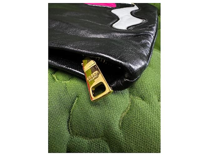 Borsa Clutch Prada Nappa Lips Nero Rosa - vista 10