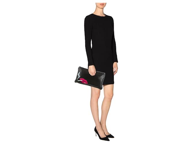 Borsa Clutch Prada Nappa Lips Nero Rosa - vista 4