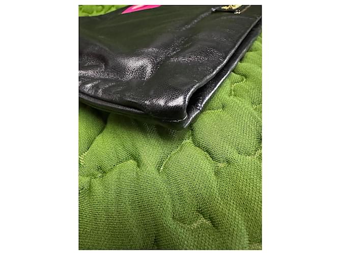 Borsa Clutch Prada Nappa Lips Nero Rosa - vista 9