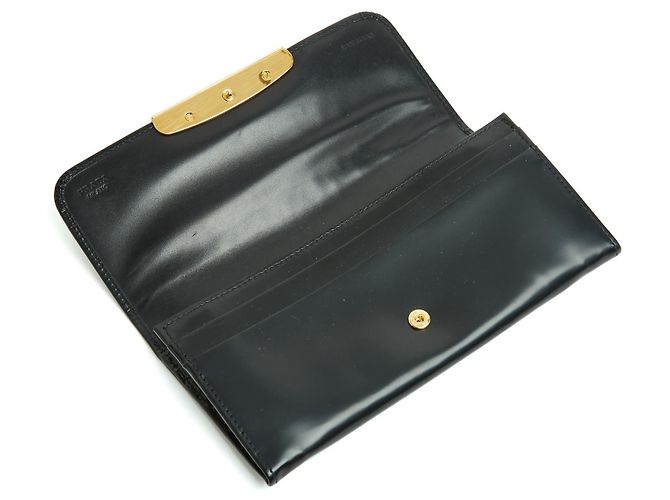 Prada Schwarze Leder Knot Wallet Clutch in der Box - Ansicht 5
