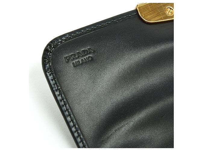 Prada Schwarze Leder Knot Wallet Clutch in der Box - Ansicht 6