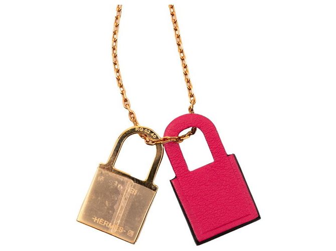 Collar Colgante Hermès O'Kelly PM Rosa Dorado - vista 2