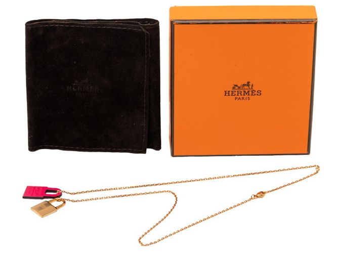 Collar Colgante Hermès O'Kelly PM Rosa Dorado - vista 4