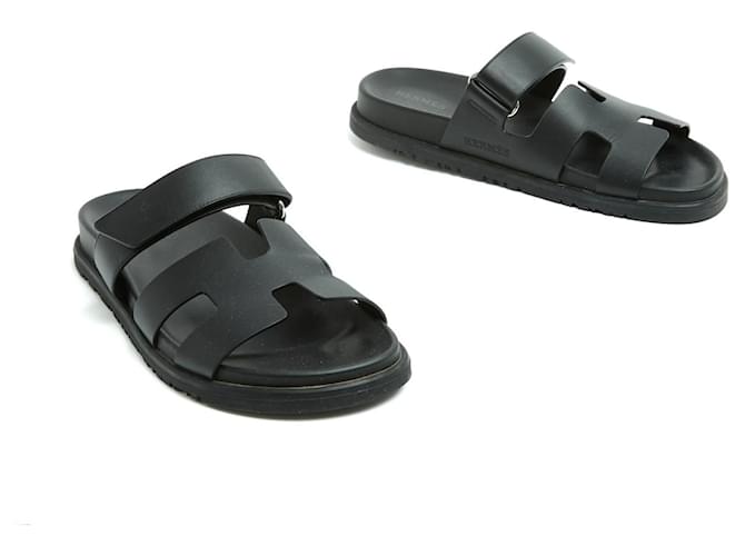Sandali Hermès Chypre Neri EU37 Mules in Pelle Nera UK4 US6.5 Nero - vista 3