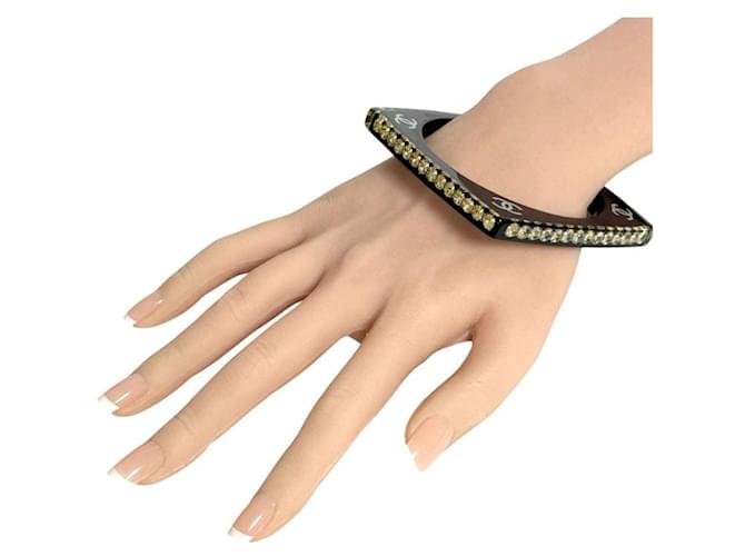 Bracciale in plastica nera e strass per donna Chanel Nero - vista 10