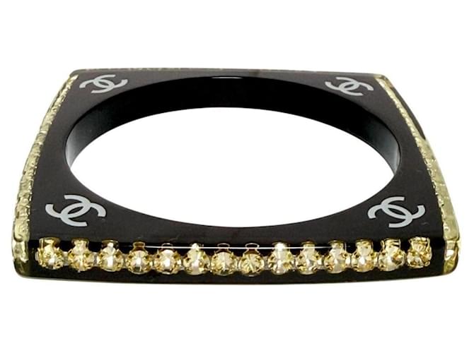 Bracciale in plastica nera e strass per donna Chanel Nero - vista 3