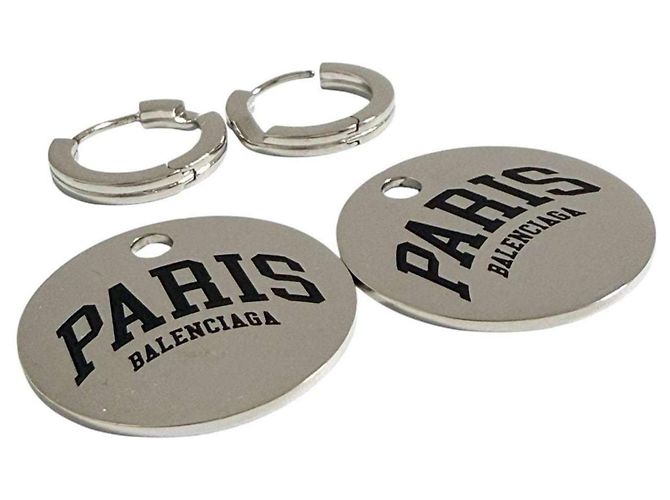 Orecchini a cerchio pendenti City Paris per donne di Balenciaga Argento - vista 4