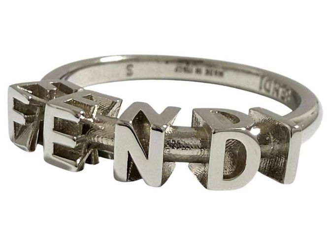 Anello Logo Band da Uomo Fendi Argento - vista 6